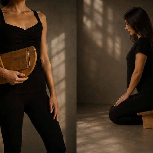 Banco de meditación: madera teca y diseño ergonómico