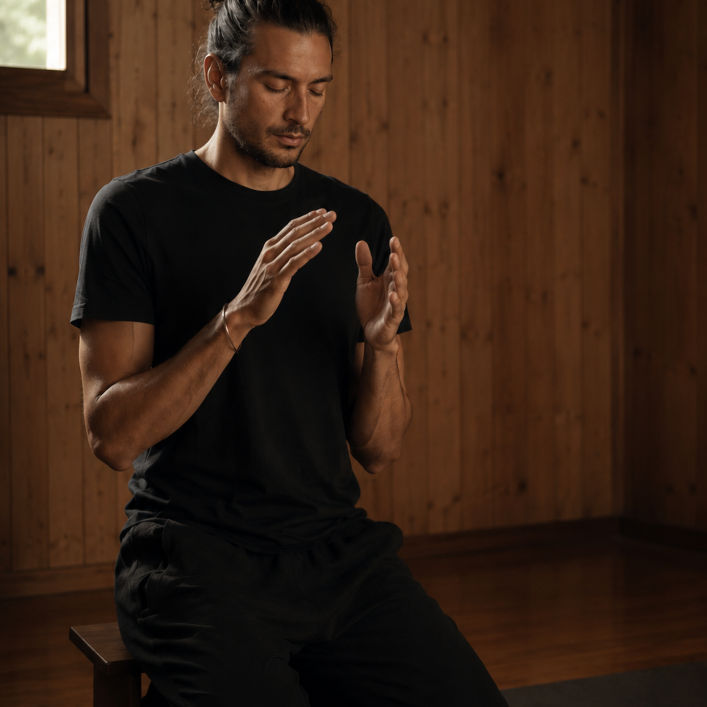 Banco de meditación: madera teca y diseño ergonómico